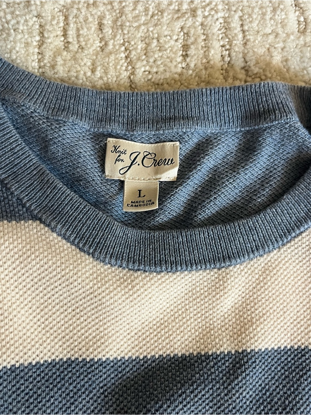 J. Crew Blue and Cream Striped Knit Top